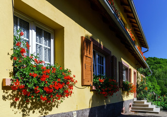 Fototapeta na wymiar Old alsacien house in small village