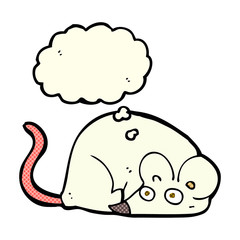 cartoon white mouse with thought bubble
