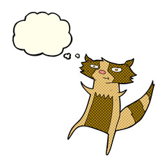cartoon raccoon with thought bubble