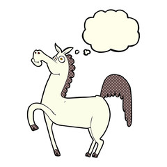 funny cartoon horse with thought bubble