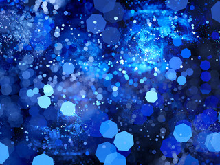 Blue glowing particles out of focus fractal artwork