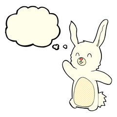 Obraz na płótnie Canvas cartoon happy rabbit with thought bubble