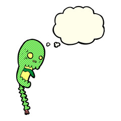 funny cartoon skull with thought bubble