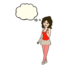 cartoon attractive office woman with thought bubble