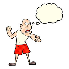 cartoon violent man with thought bubble