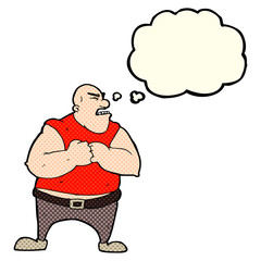 cartoon violent man with thought bubble