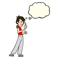 cartoon angry man arguing with thought bubble