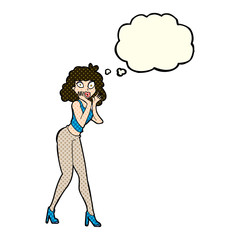 cartoon surprised woman with thought bubble