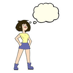 cartoon capable woman with thought bubble