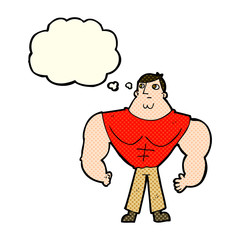cartoon body builder with thought bubble