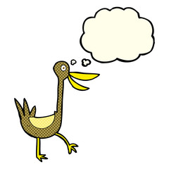 funny cartoon duck with thought bubble