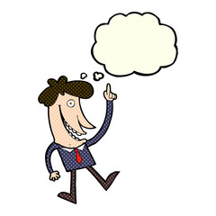 cartoon man with idea with thought bubble