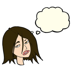 cartoon annoyed woman with thought bubble