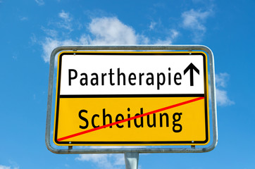 Obraz premium Ortstafel Paartherapie/Scheidung