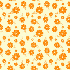 Colorful flowers seamless background orange