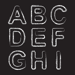 Set Chalk Hand Drawing Alphabet.