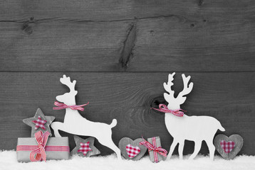 Gray Christmas Decoration, Reindeer Couple In Love