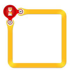 Red circle with sand glass with yellow frame for your text