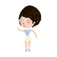 cartoon woman waving
