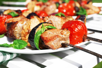 Barbecue on plate closeup