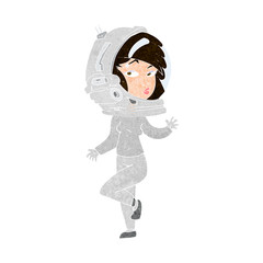 cartoon woman wearing space helmet