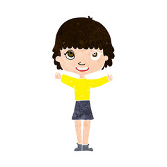 cartoon woman waving