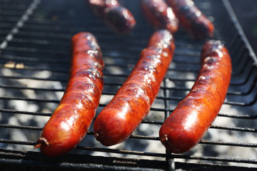 Grilled sausages closeup