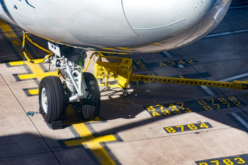 Front Wheels Boeing 747 on stand