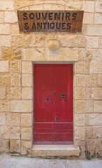 Red wooden door