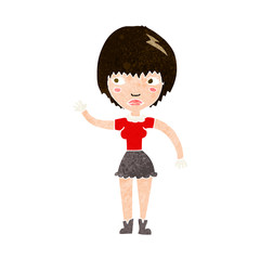 cartoon waving woman