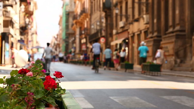 de focus Street of Palermo at Sicily Italy