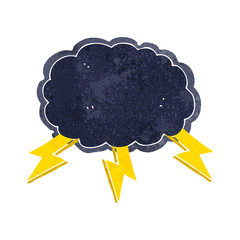 cartoon cloud and lightning bolt symbol