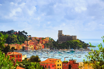Lerici, harbor and village. Cinque terre, Ligury Italy © stevanzz