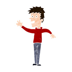 cartoon happy boy waving