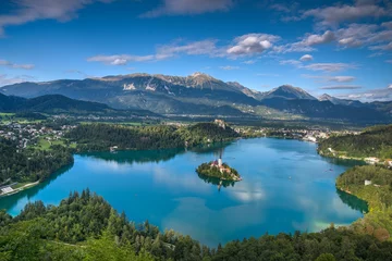 Gordijnen Meer van Bled in de zomer © zkbld