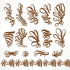Fototapeta premium Calligraphic vintage rounded curls elements set 1 isolated on a