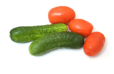 Two cucumber and three tomatoes.