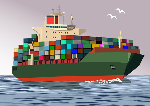 Container ship, vector illustration