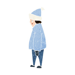 cartoon person in winter clothes