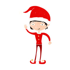 cartoon waving christmas elf