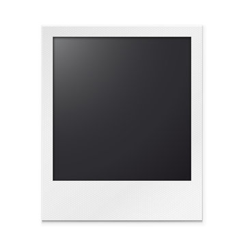Photo frame on a white background with a realistic texture of paper and shadow.