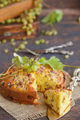 Cake with grapes, bunch of grapes.selective focus