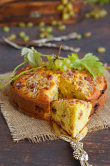 Cake with grapes, bunch of grapes.selective focus