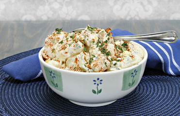 Egg Potato salad with pakrika and parsley