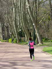 women running in a park