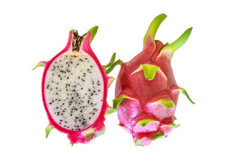 Hylocercus undatus( dragon fruits) On a white background