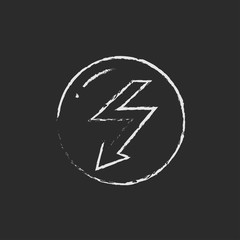 Lightning arrow downward icon drawn in chalk.