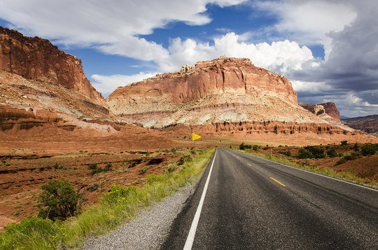 Canyons with Road at Capitol Reef National Park, Utah
