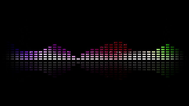 Dynamic music VU meters and waves. Multicolored. Seamless loop-able
