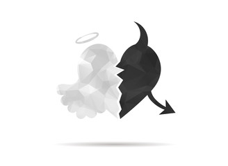 low poly good and bad heart